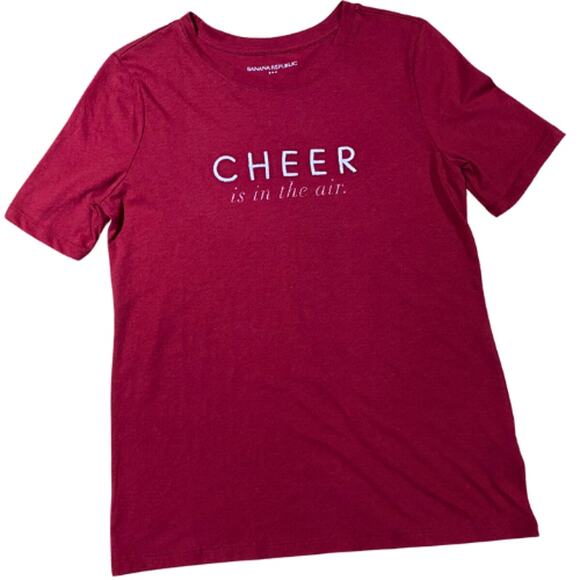 Banana Republic Eco-T Shirt Short Sleeve Red "Cheer" Shirt Size XS - Picture 3 of 3